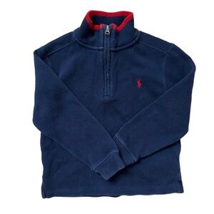 Polo Ralph Lauren Boys French-Rib Pullover Quarter Zip Pony Logo Sweater Sz 5